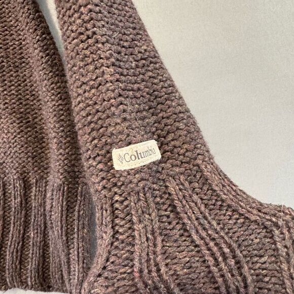 Columbia Women’s V-Neck Brown Sweater Size Large Cable Knit/Hand Knit Style - Picture 4 of 10